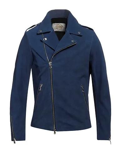Navy blue Leather Biker jacket