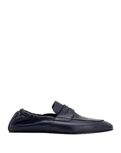 Navy blue Leather Loafers LEATHER FLAT PENNY LOAFER
