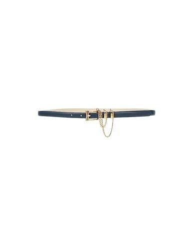 Navy blue Leather Thin belt