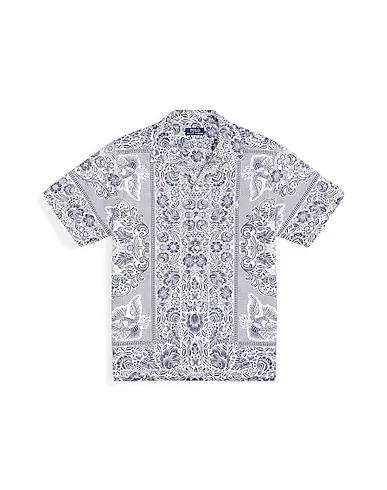 Navy blue Patterned shirt CLASSIC FIT BANDANNA COTTON-LINEN SHIRT
