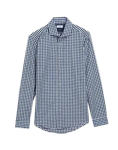 Navy blue Plain weave Checked shirt