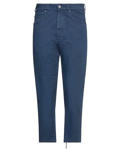 Navy blue Plain weave Denim pants