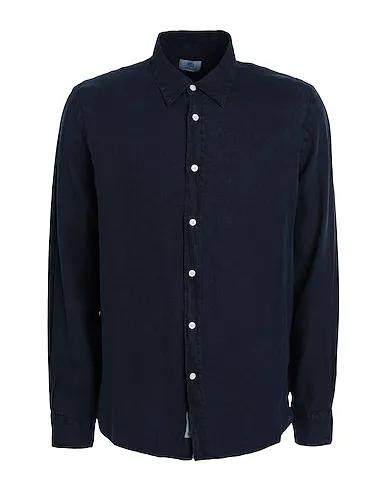 Navy blue Plain weave Linen shirt LINEN SHIRT 
