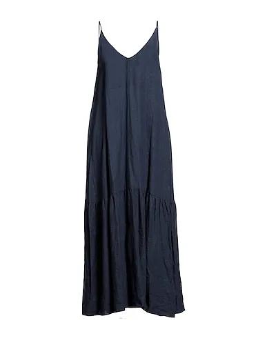 Navy blue Plain weave Long dress