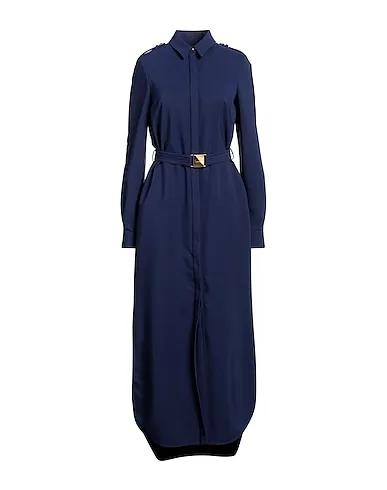 Navy blue Plain weave Long dress
