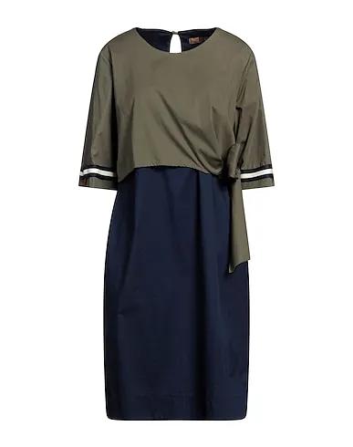 Navy blue Plain weave Midi dress