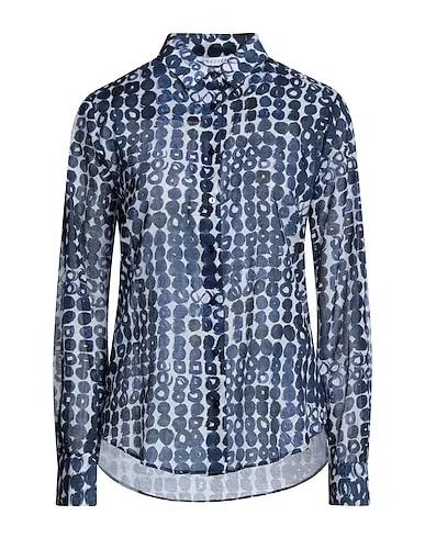 Navy blue Plain weave Patterned shirts & blouses