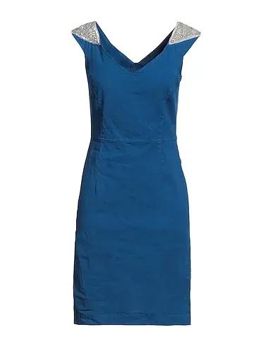 Navy blue Plain weave Short dress
