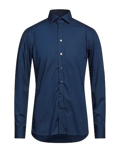 Navy blue Plain weave Solid color shirt