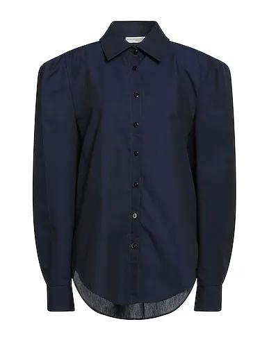 Navy blue Plain weave Solid color shirts & blouses