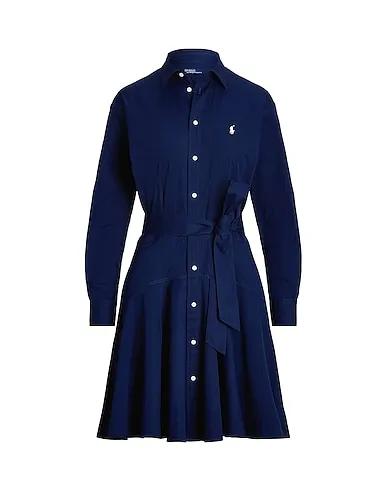 Navy blue Poplin Short dress PANELED COTTON SHIRTDRESS
