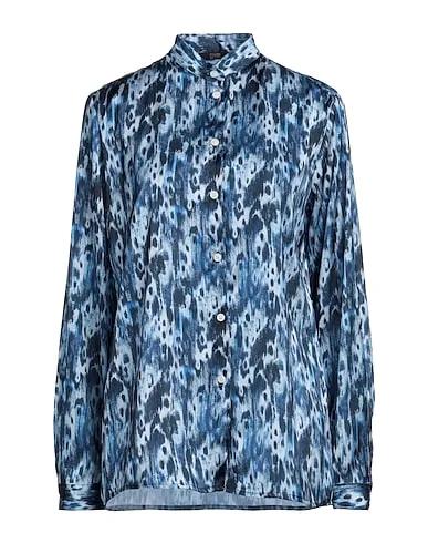 Navy blue Satin Patterned shirts & blouses