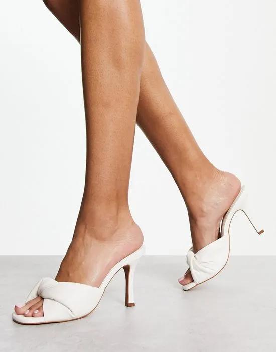 Nayden twisted high heeled mules in white