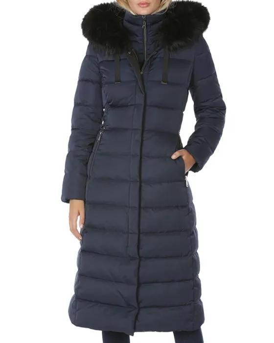 Nelly Faux Fur Trim Hooded Puffer Coat