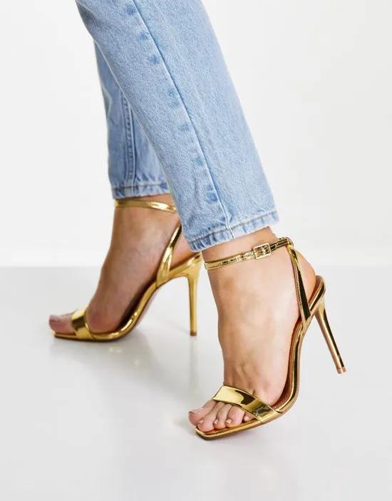 Neva barely there heeled sandals in gold