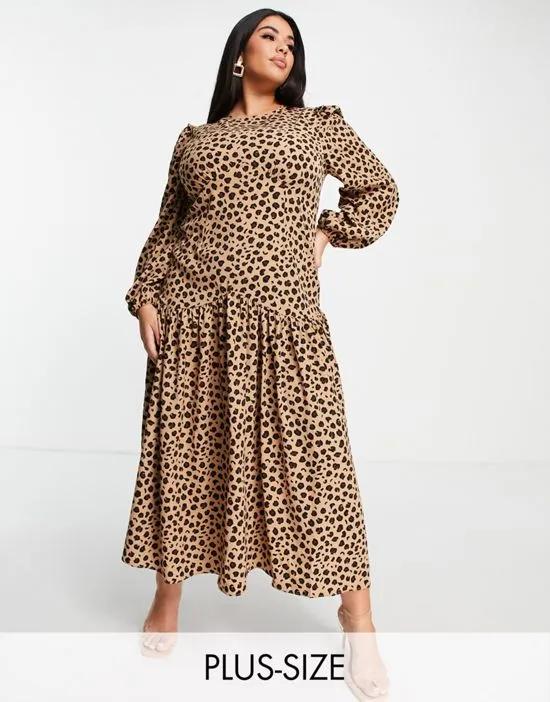 Never Fully Dressed Plus Lucia Deliah animal print dress in brown