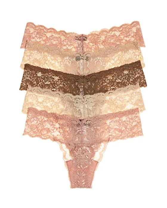 Never Say Never Cutie Low-Rise Thongs, Set of 5