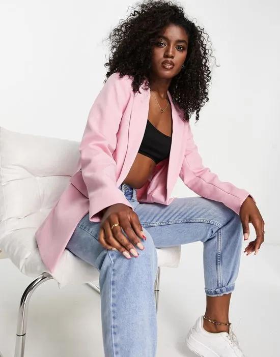 New Look boyfriend blazer in mid pink