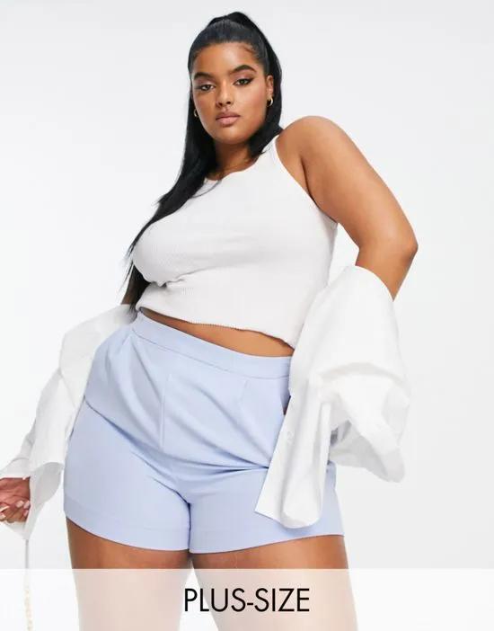 New Look Curve tailored shorts in light blue
