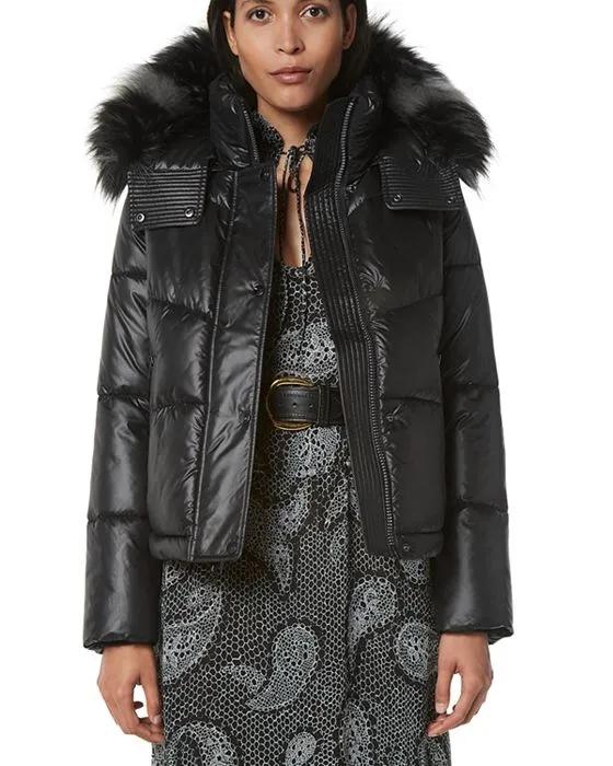 New York Minna Hooded Faux Fur Trim Puffer Coat
