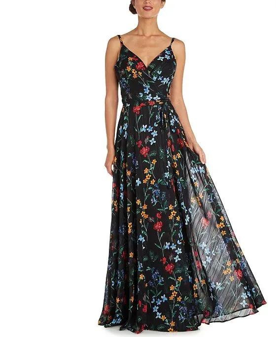 Nightway Floral-Print Gown