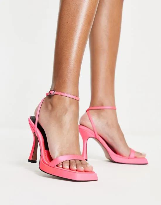 Nimble slim platform high heeled sandals in pink