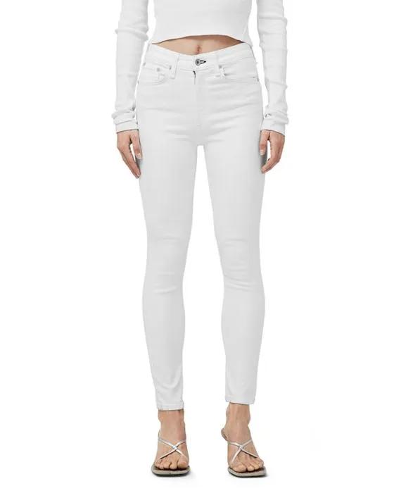 Nina High Rise Ankle Skinny Jeans in White