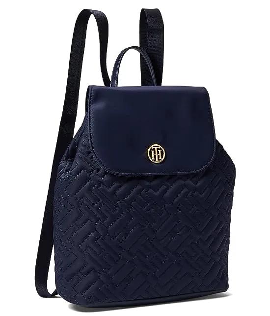 Nina II Flap Backpack Bias Quilted Smooth Nylon