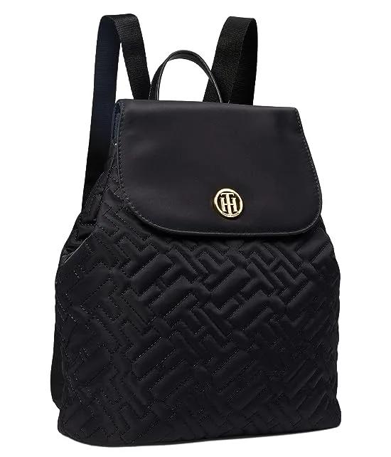 Nina II Flap Backpack Bias Quilted Smooth Nylon