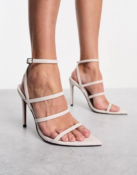 Noelle pointed insole strappy heeled sandals in off white