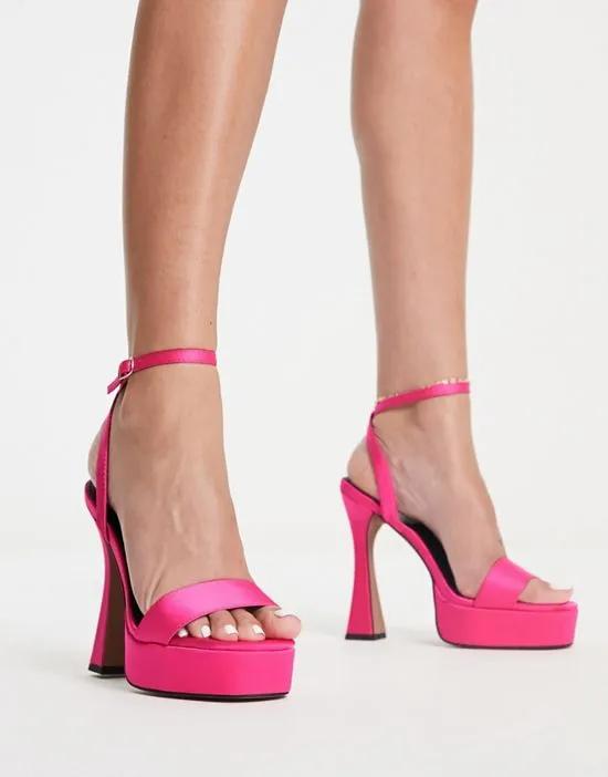 Noon platform barely there heeled sandals in pink