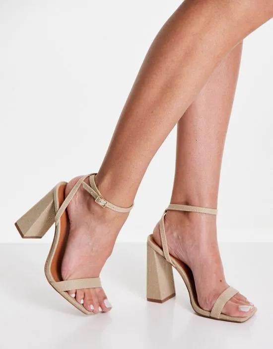 Nora barely there block heel sandals in natural