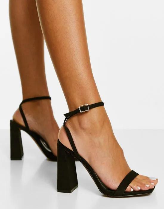 Nora barely there block heeled sandals in black