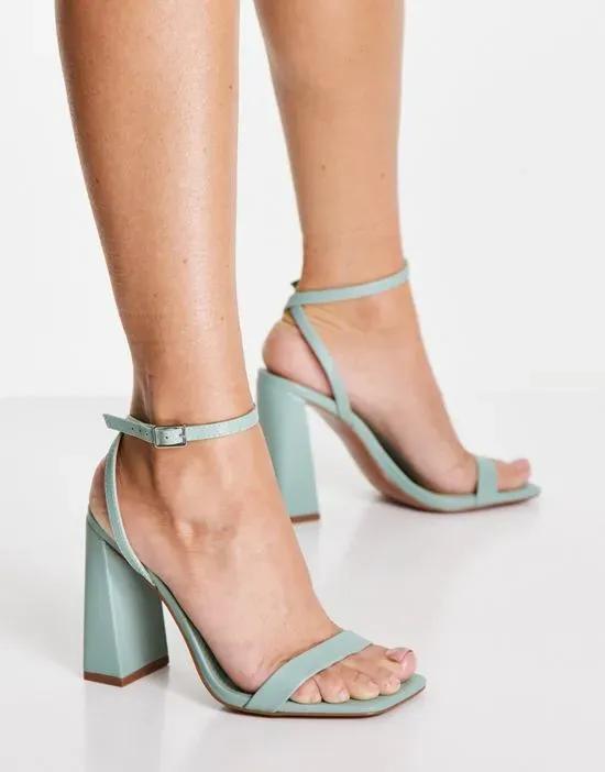 Nora barely there block heeled sandals in green