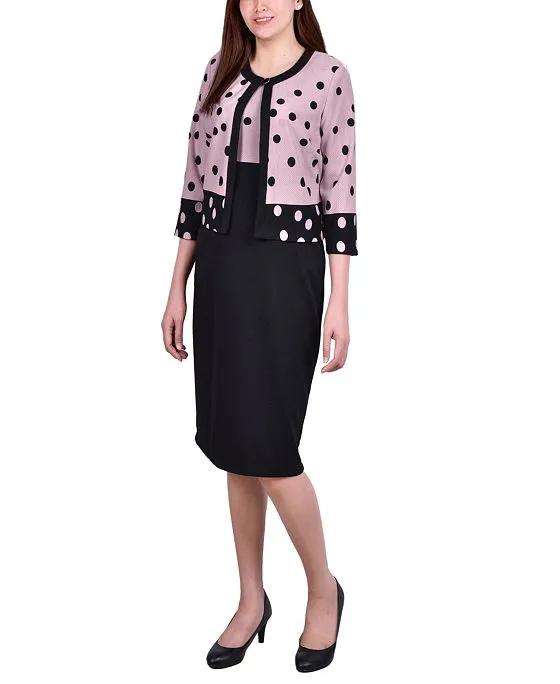 NY Collection Women's 3/4 Sleeve Two Piece Dress Set