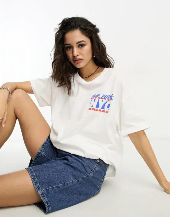 NYC oversized tee in white