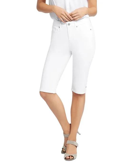 NYDJ Petite Cotton Blend Side Slit High Rise Slim Capris Jeans in Optic White