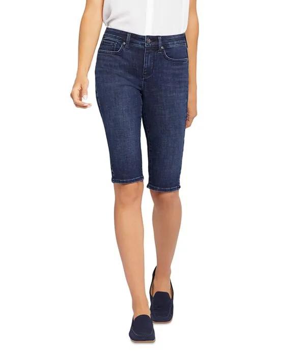 NYDJ Petite Cotton Blend Side Slit Mid Rise Slim Capris Jeans in Inspire