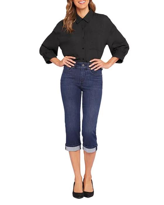 NYDJ Petite Marilyn High Rise Cropped Straight-Leg Jeans in Inspire