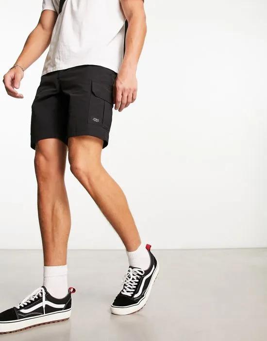 nylon cargo shorts in black