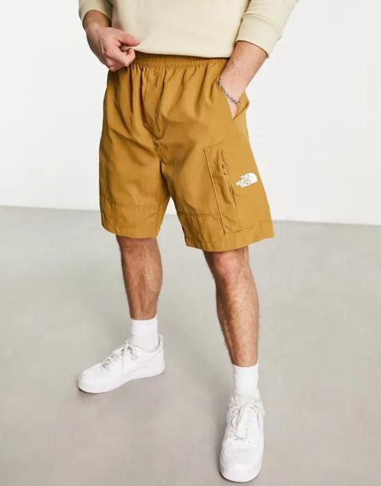 nylon utility shorts in brown