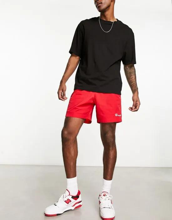 nylon warm-up shorts in red