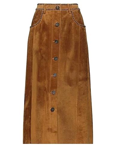 Ocher Leather Midi skirt