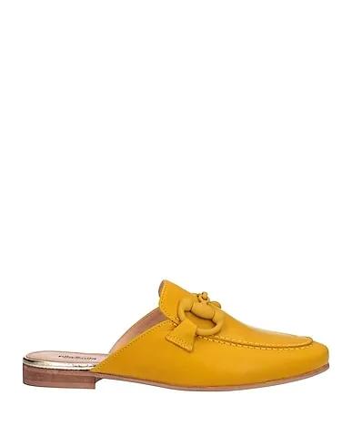 Ocher Leather Mules and clogs