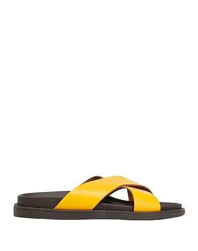 Ocher Leather Sandals POLISH LEATHER CROSS-STRAP SANDAL