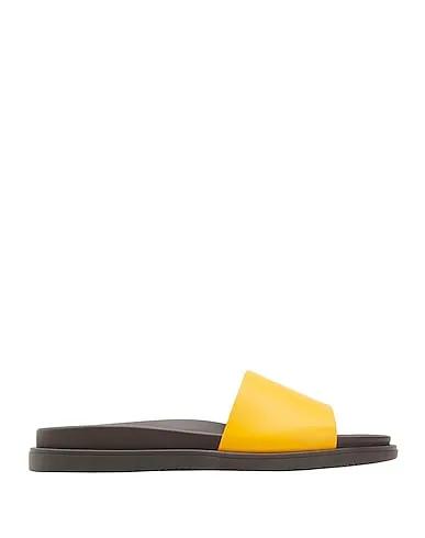 Ocher Leather Sandals POLISH LEATHER SLIDES