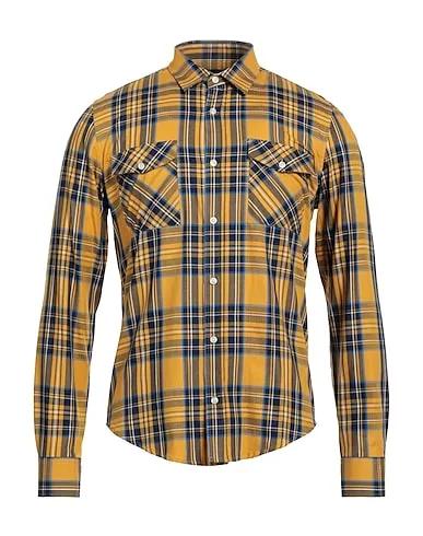 Ocher Plain weave Checked shirt