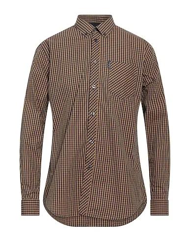 Ocher Plain weave Checked shirt