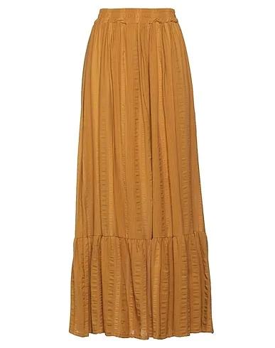 Ocher Plain weave Maxi Skirts