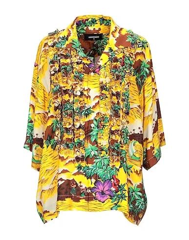 Ocher Plain weave Patterned shirts & blouses